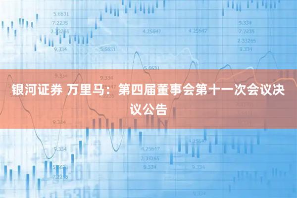 银河证券 万里马：第四届董事会第十一次会议决议公告